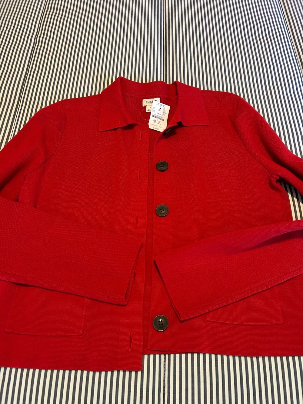 J. Crew Red Button-Front Knit Blazer / Sweater Jacket Size S NWT